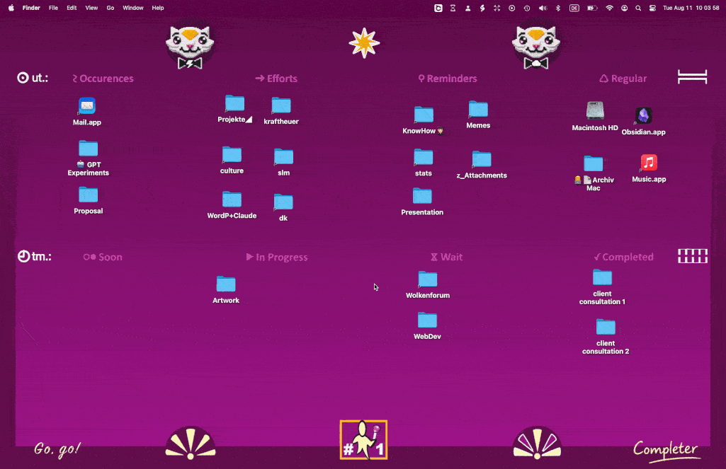 Animated demonstration of the Completer desktop board