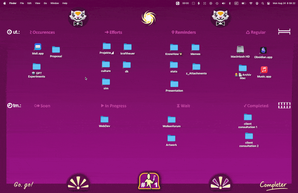 Animated demonstration of the Completer desktop board