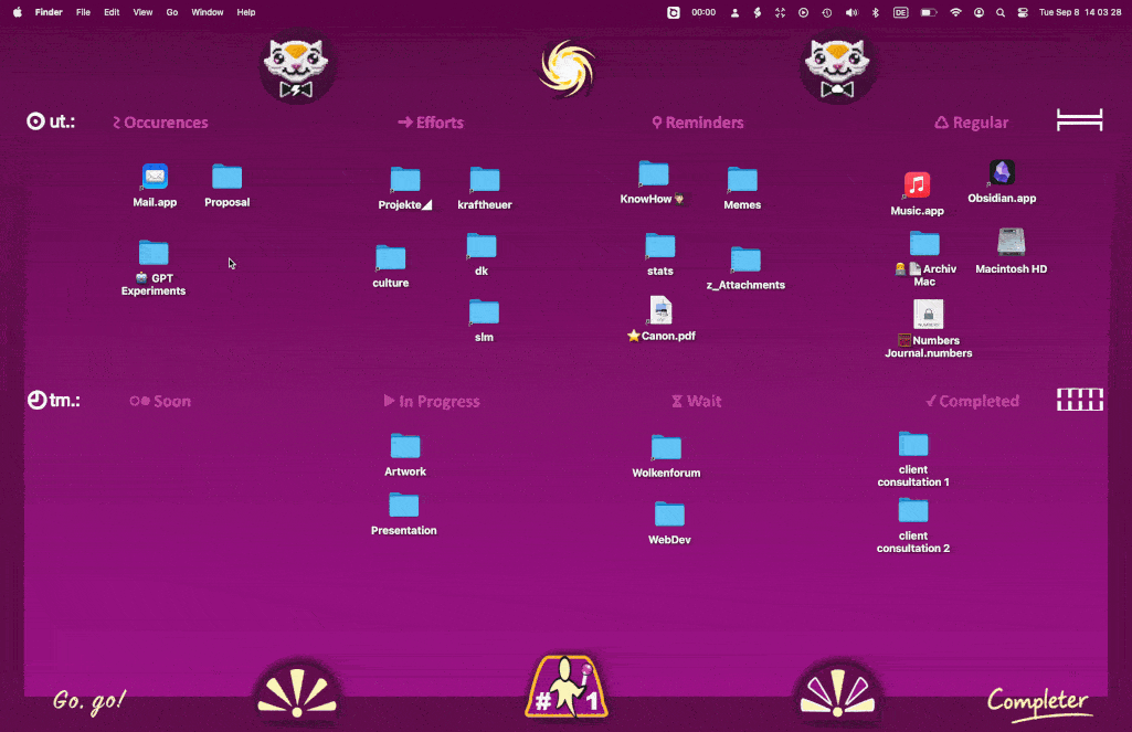 Animated demonstration of the Completer desktop board