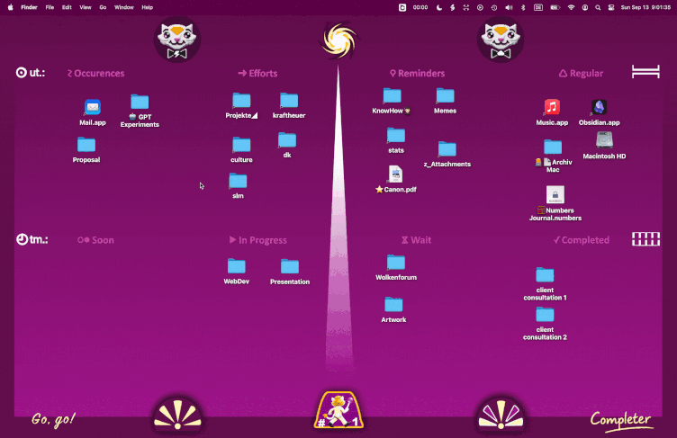 Animated demonstration of the Completer desktop board