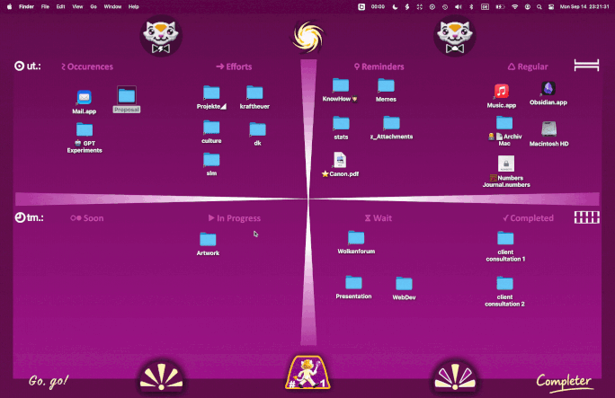 Animated demonstration of the Completer desktop board