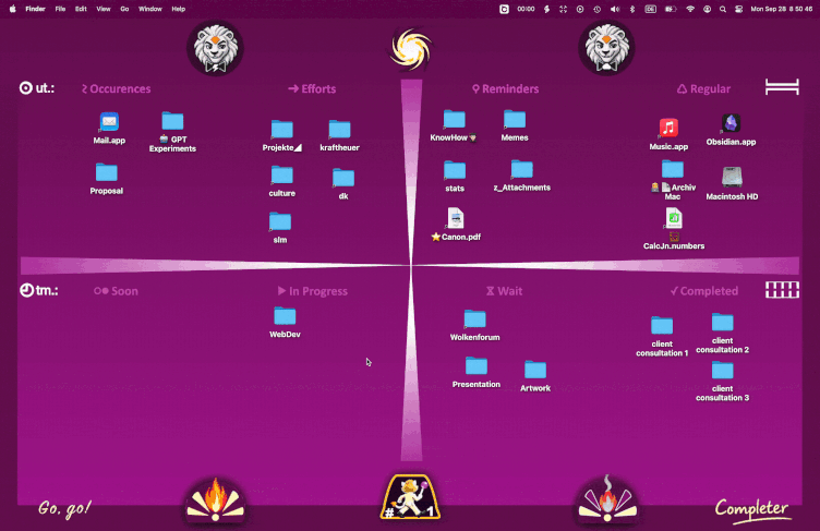 Animated demonstration of the Completer desktop board