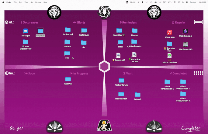 Animated demonstration of the Completer desktop board